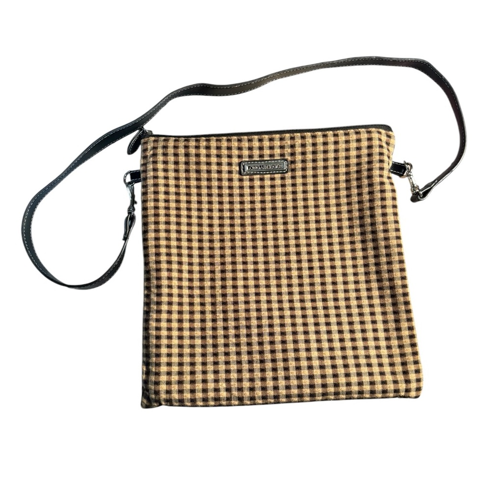 LONGABERGER  Black Khaki Plaid Checkered Shoulder Bag